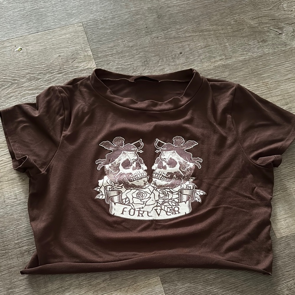 Forever 21 Brown Skull Graphic Tee